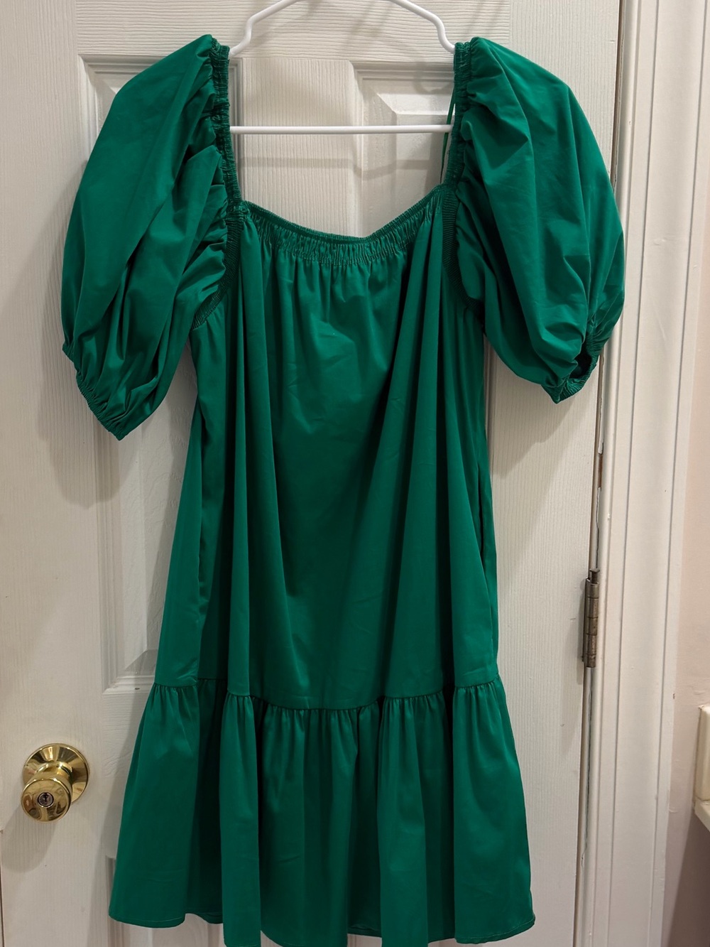 Emerald Puff-Sleeve Mini Dress